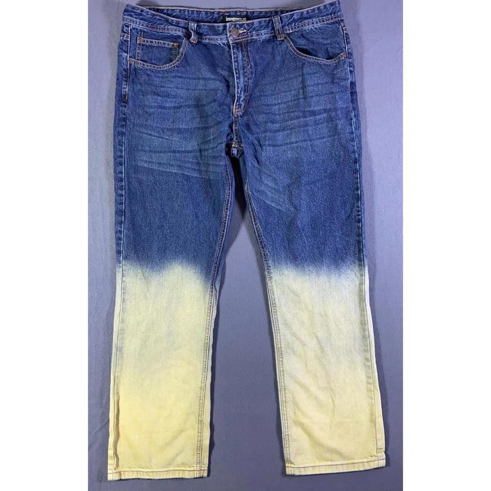 Imperious Delf Trading Inc Men's Vintage Faded Bleach Wash Jeans Size 40x32
